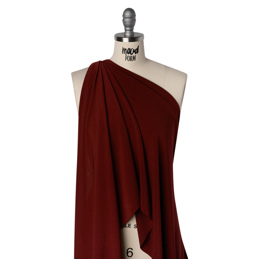 Stretch Polyester Crepe Knit - Wine Red - Designer Deadstock Stretch Polyester Crepe Knit - Wine Red - Designer Deadstock