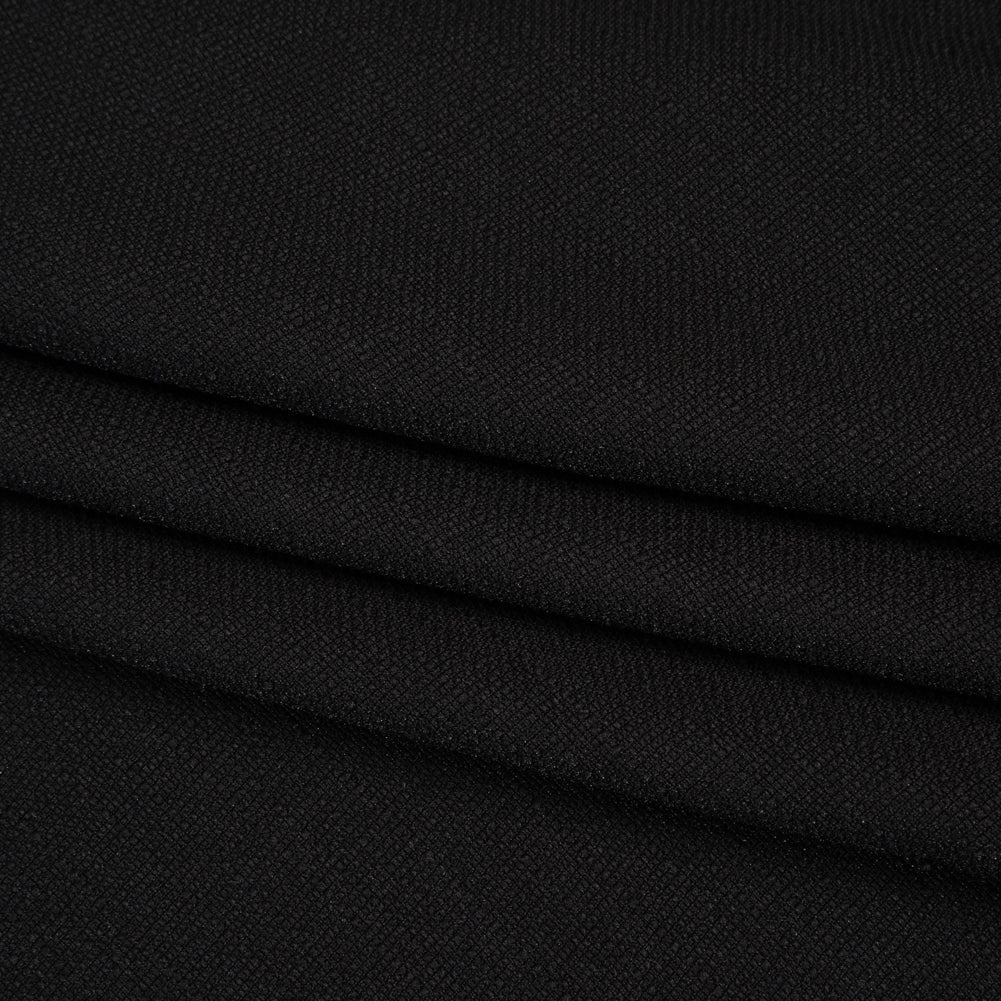 Linen-Look Stretch Polyester Woven - Black - Designer Deadstock Linen-Look Stretch Polyester Woven - Black - Designer Deadstock
