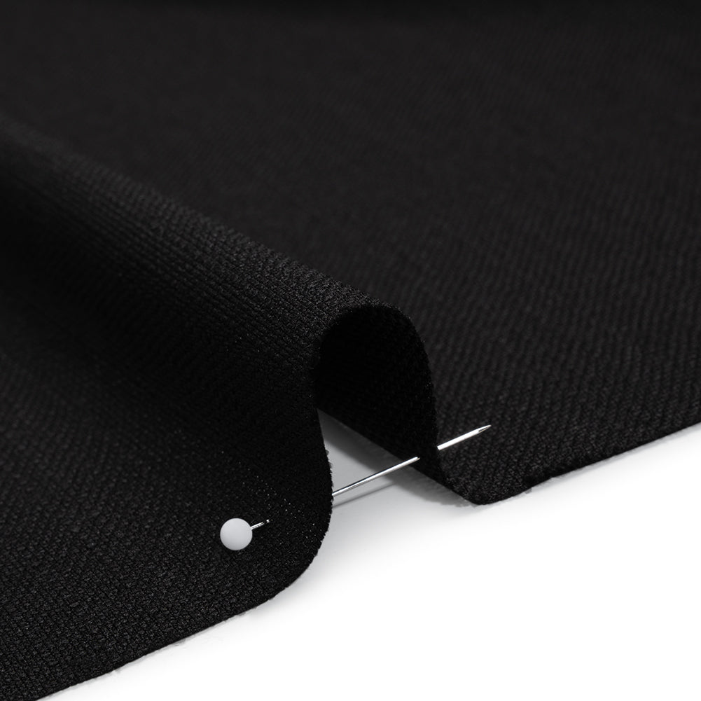 Linen-Look Stretch Polyester Woven - Black - Designer Deadstock Linen-Look Stretch Polyester Woven - Black - Designer Deadstock