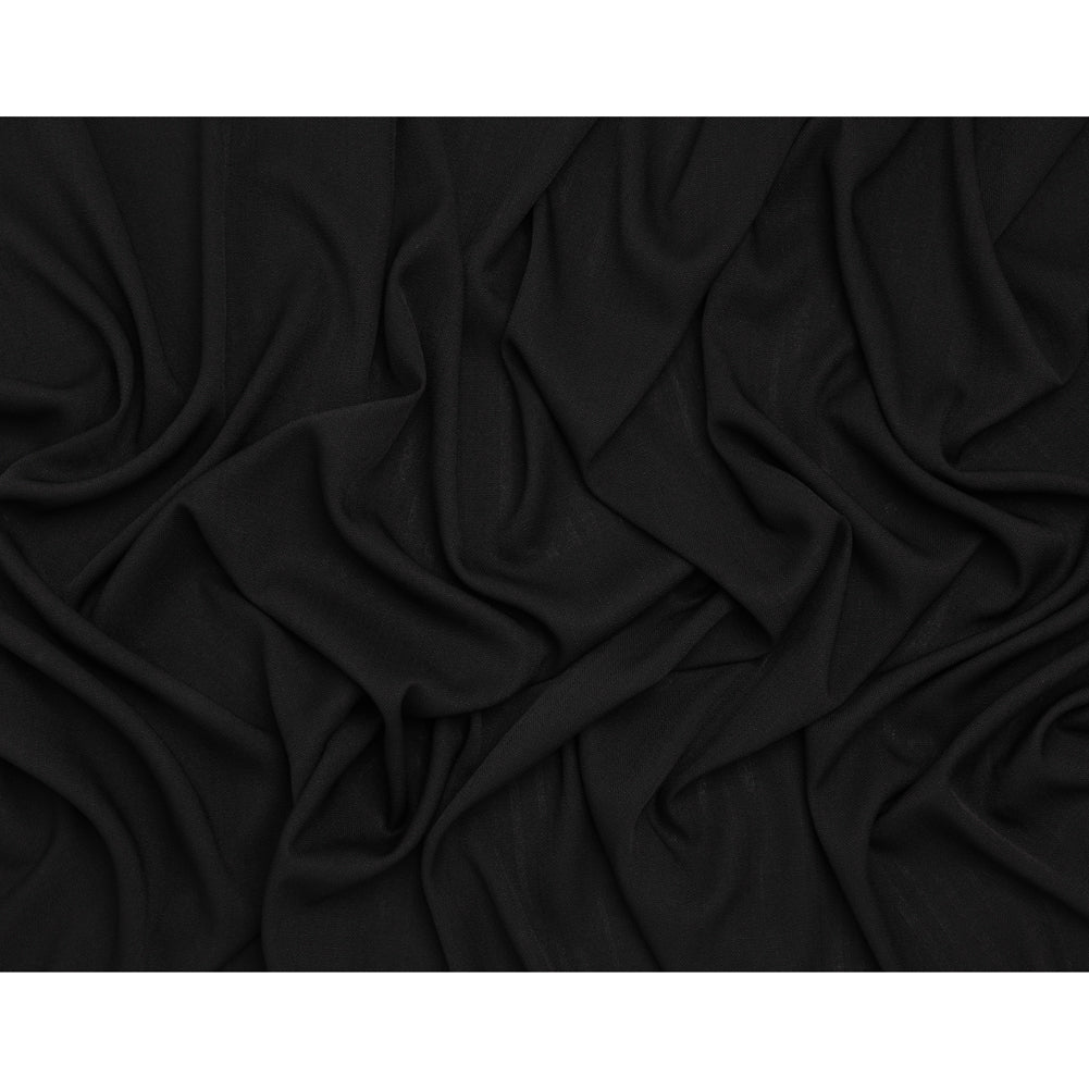 Linen-Look Stretch Polyester Woven - Black - Designer Deadstock Linen-Look Stretch Polyester Woven - Black - Designer Deadstock