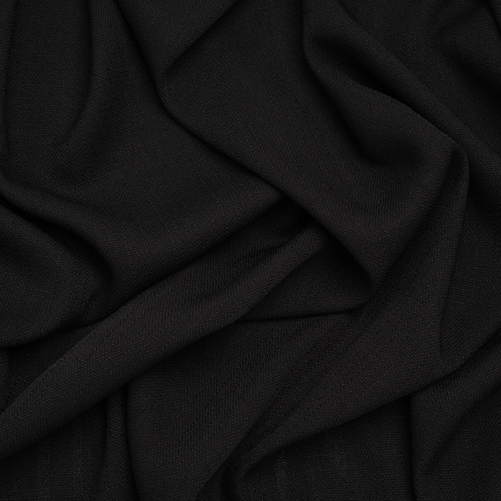 Linen-Look Stretch Polyester Woven - Black - Designer Deadstock Linen-Look Stretch Polyester Woven - Black - Designer Deadstock