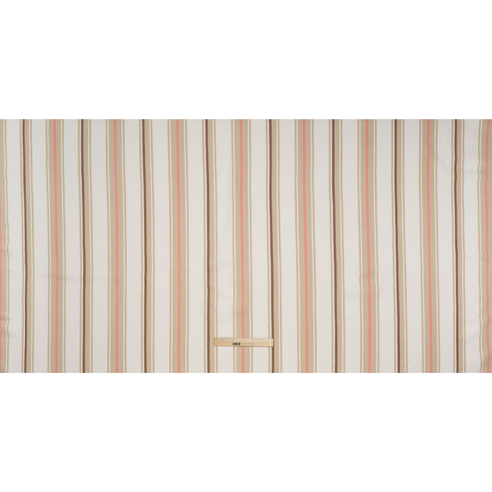 Stretch Lyocell Twill - Cream, Beige and Pink Stripes - Designer Deadstock Stretch Lyocell Twill - Cream, Beige and Pink Stripes - Designer Deadstock
