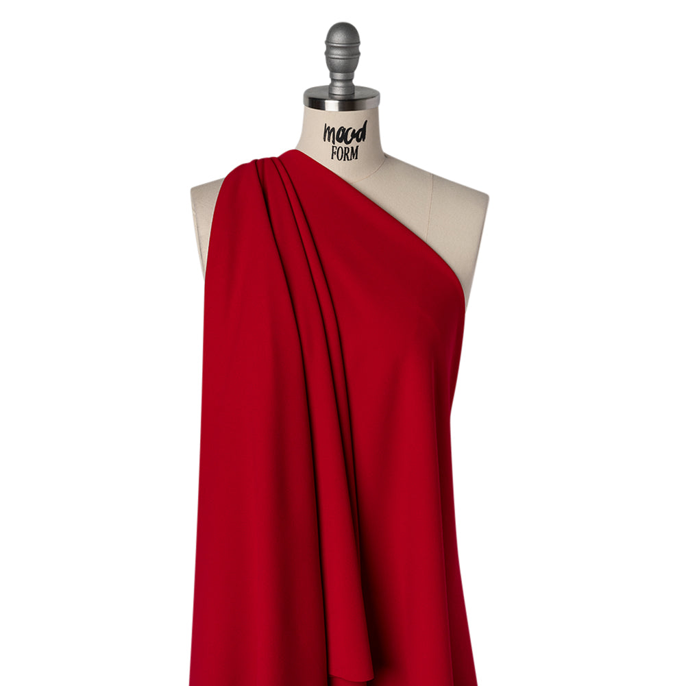Stretch Polyester Crepe Double Knit - Tango Red - Designer Deadstock Stretch Polyester Crepe Double Knit - Tango Red - Designer Deadstock