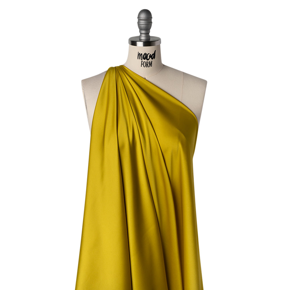 Stretch Polyester Charmeuse - Citron Yellow - Designer Deadstock Stretch Polyester Charmeuse - Citron Yellow - Designer Deadstock