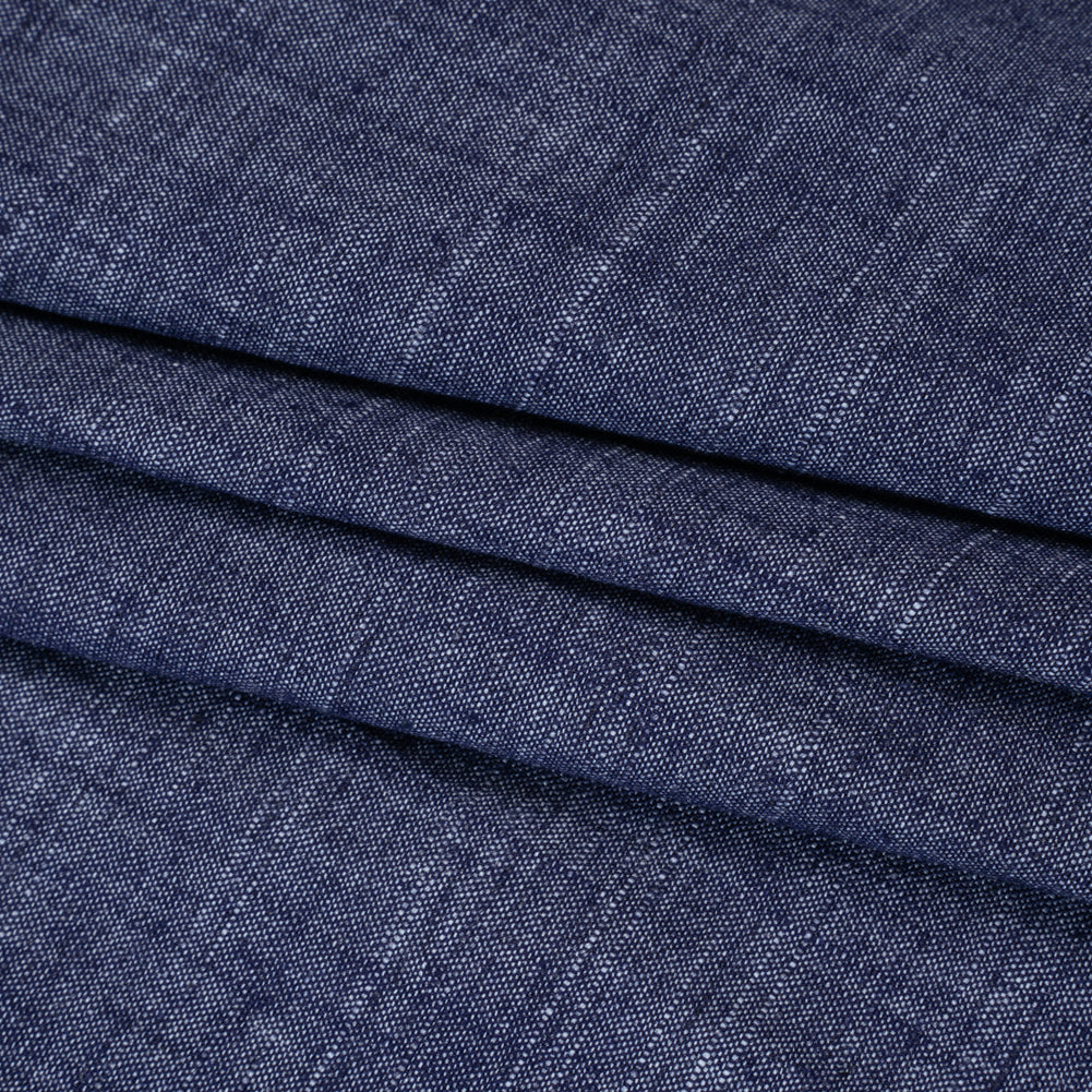 Polyester, Rayon and Linen Denim-Like Woven - Dark Blue - Designer Deadstock Polyester, Rayon and Linen Denim-Like Woven - Dark Blue - Designer Deadstock