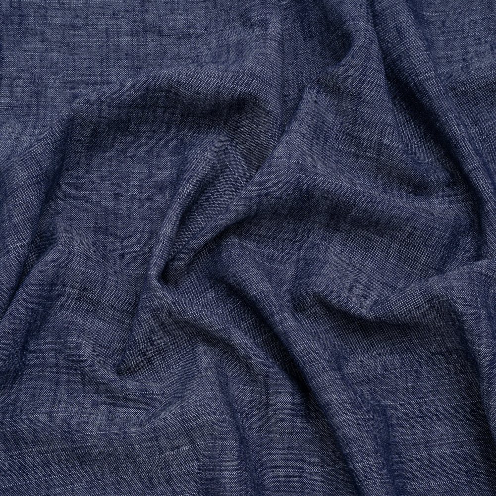 Polyester, Rayon and Linen Denim-Like Woven - Dark Blue - Designer Deadstock Polyester, Rayon and Linen Denim-Like Woven - Dark Blue - Designer Deadstock