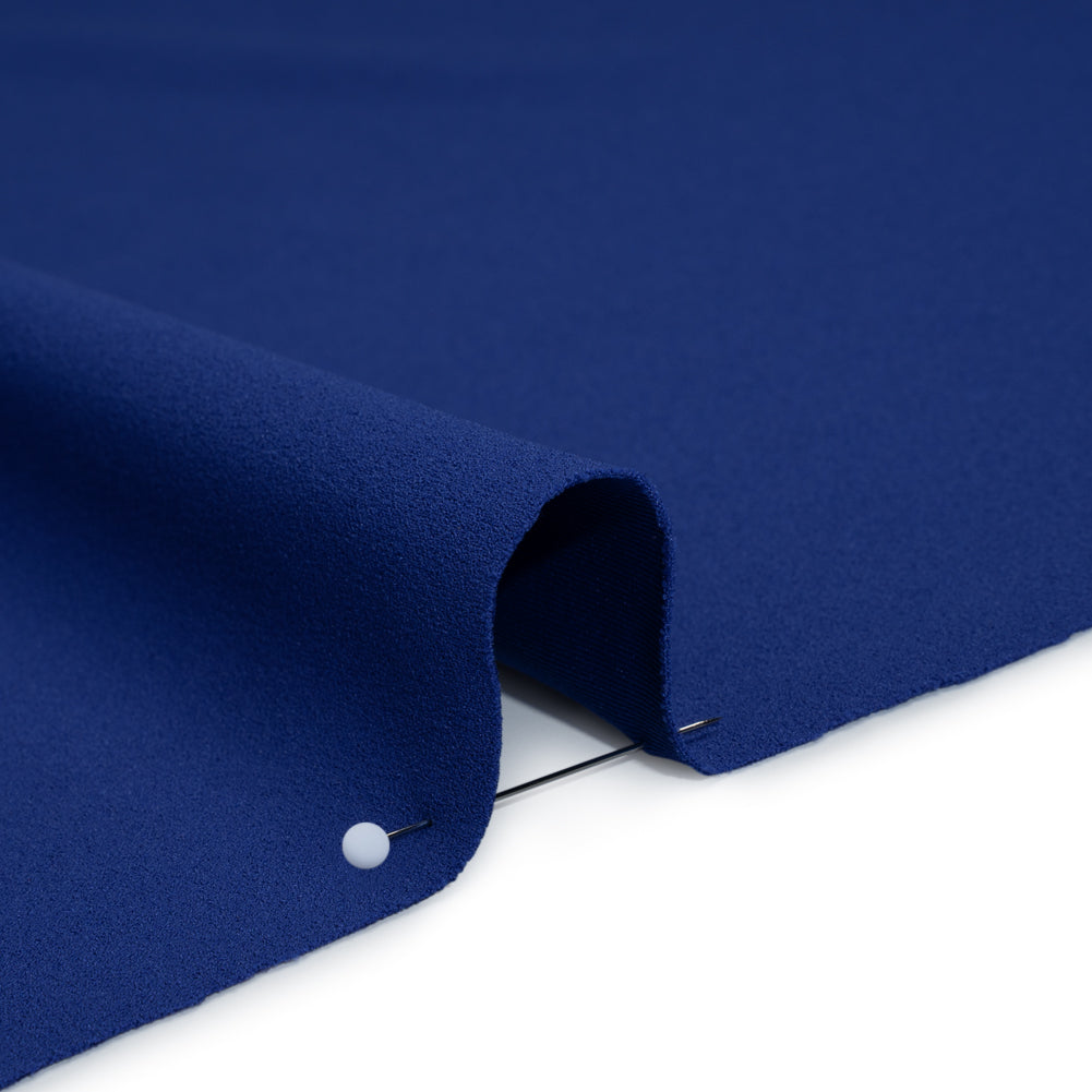Stretch Polyester Crepe Double Knit - Electric Blue - Designer Deadstock Detail Stretch Polyester Crepe Double Knit - Electric Blue - Designer Deadstock Detail