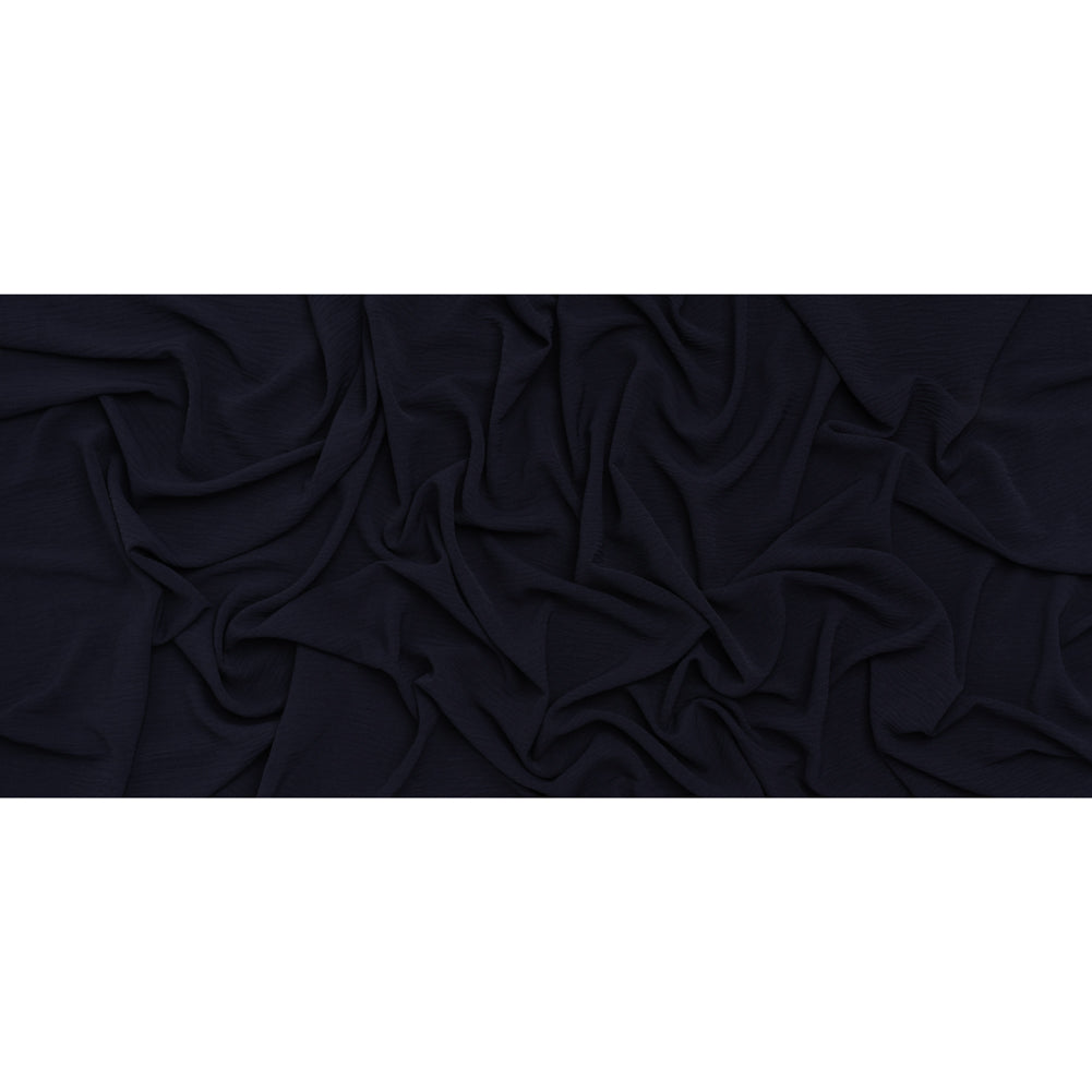 Crinkled Polyester Crepe - Navy Blue - Designer Deadstock Crinkled Polyester Crepe - Navy Blue - Designer Deadstock
