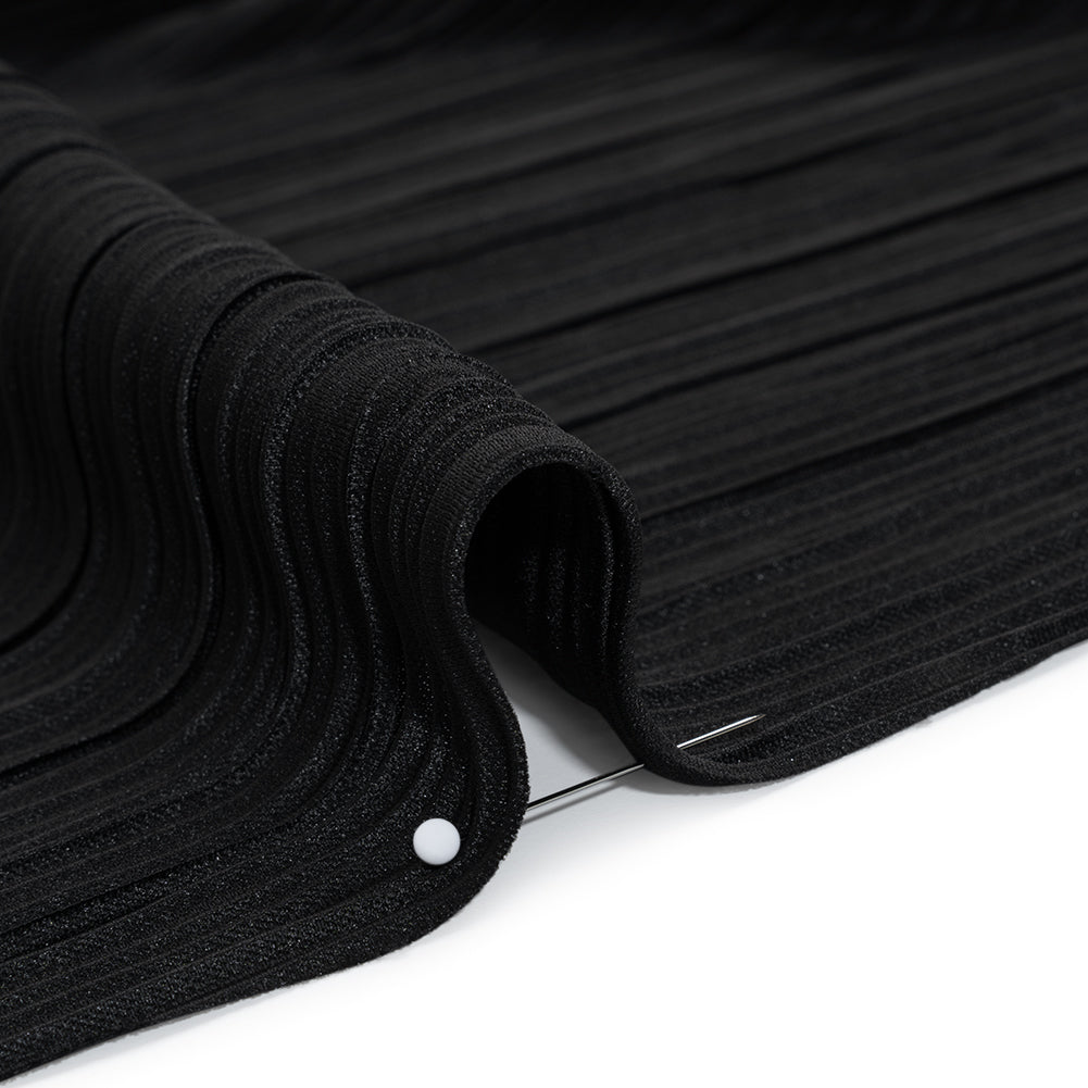 Polyester Plisse Knit - Black - Designer Deadstock Polyester Plisse Knit - Black - Designer Deadstock