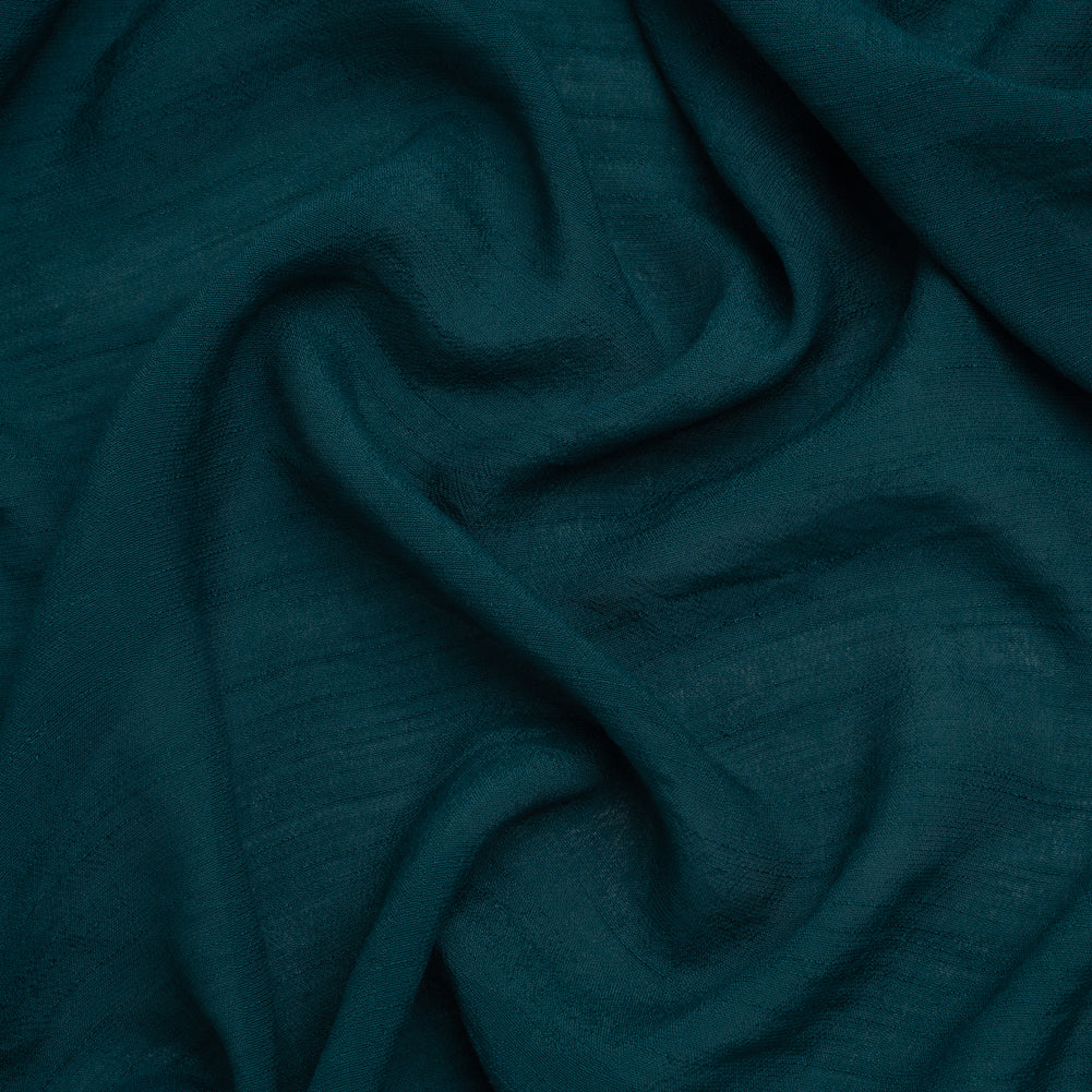 Textured Polyester and Rayon Gauzy Woven - Teal - Designer Deadstock Textured Polyester and Rayon Gauzy Woven - Teal - Designer Deadstock