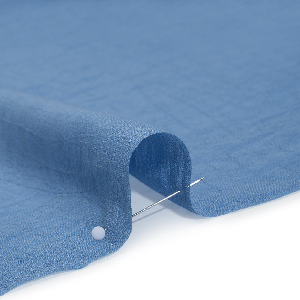 Textured Polyester and Rayon Gauzy Woven - Country Blue - Designer Deadstock Textured Polyester and Rayon Gauzy Woven - Country Blue - Designer Deadstock