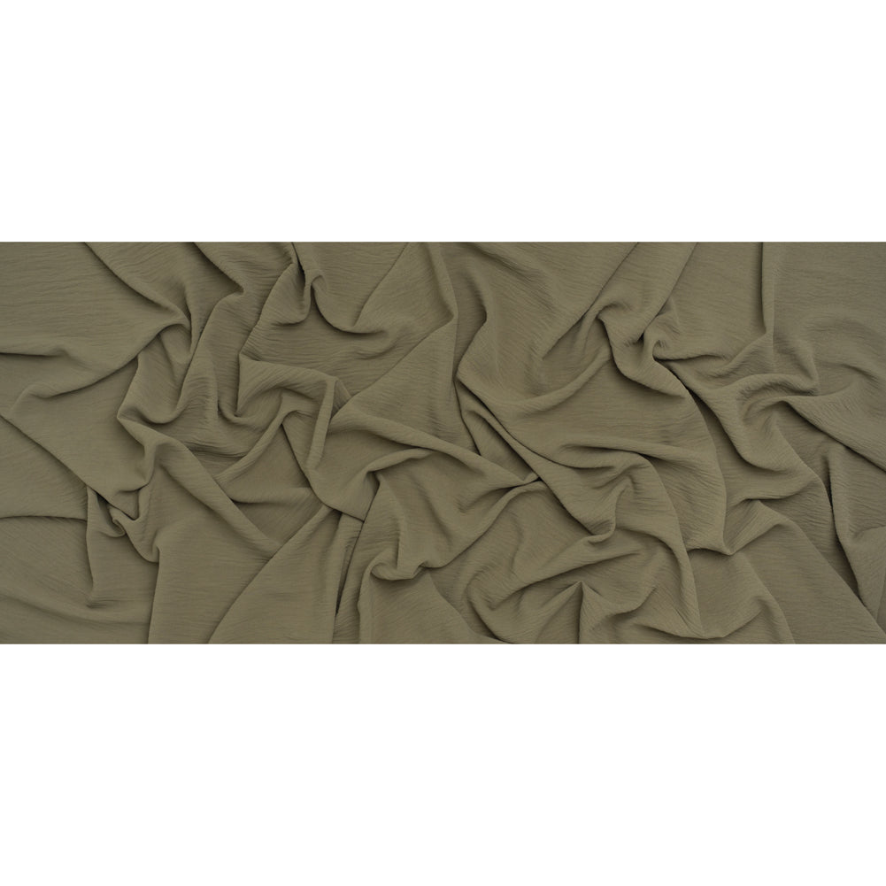 Crinkled Stretch Polyester Woven - Dusty Olive Green - Designer Deadstock - Full Crinkled Stretch Polyester Woven - Dusty Olive Green - Designer Deadstock - Full
