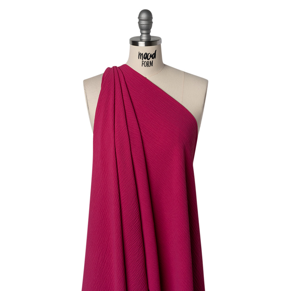 Crinkled Stretch Polyester Woven - Magenta - Designer Deadstock Crinkled Stretch Polyester Woven - Magenta - Designer Deadstock