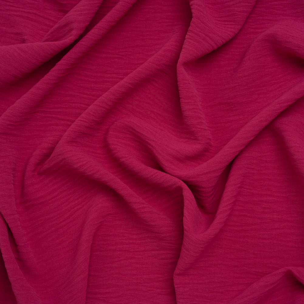 Crinkled Stretch Polyester Woven - Magenta - Designer Deadstock Crinkled Stretch Polyester Woven - Magenta - Designer Deadstock