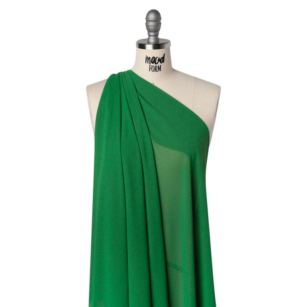 Polyester Chiffon - Grass Green - Designer Deadstock Drape Polyester Chiffon - Grass Green - Designer Deadstock Drape