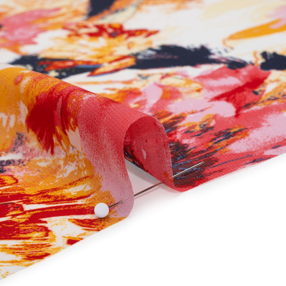 Polyester Chiffon Print - Pink, Red and Yellow Floral - Designer Deadstock Polyester Chiffon Print - Pink, Red and Yellow Floral - Designer Deadstock