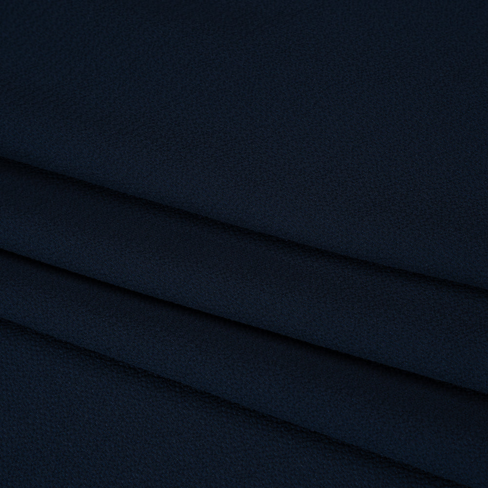 Stretch Puckered Polyester Crepe - Navy - Designer Deadstock Stretch Puckered Polyester Crepe - Navy - Designer Deadstock