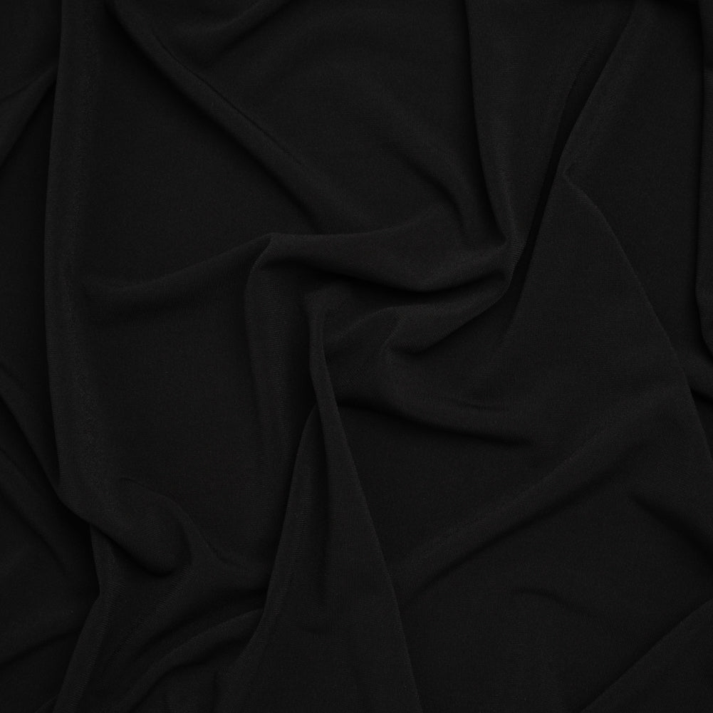 Stretch Polyester Tricot - Black - Designer Deadstock Stretch Polyester Tricot - Black - Designer Deadstock