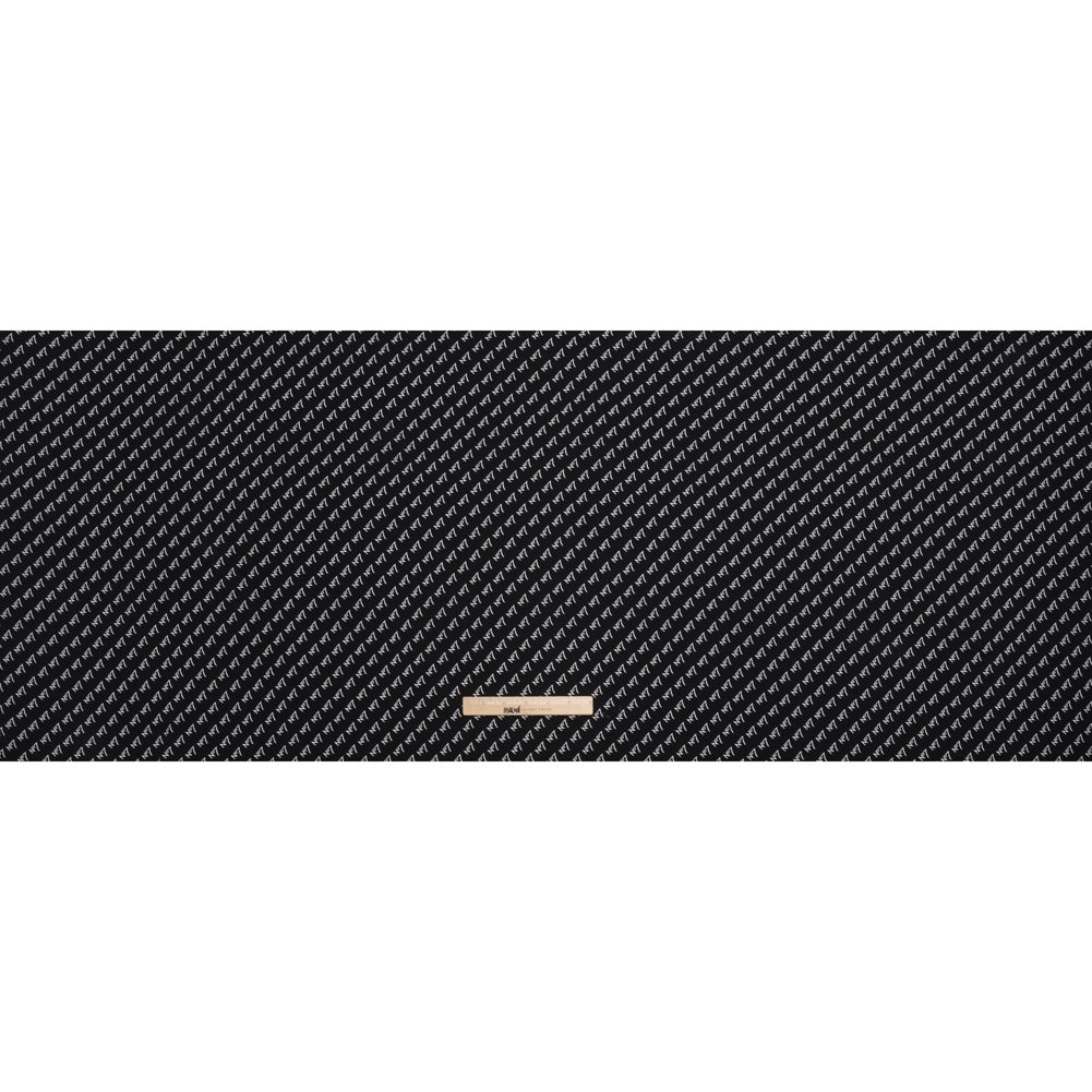 Polyester Woven Lining - Black and White No7 Typography Print - Designer Deadstock Polyester Woven Lining - Black and White No7 Typography Print - Designer Deadstock