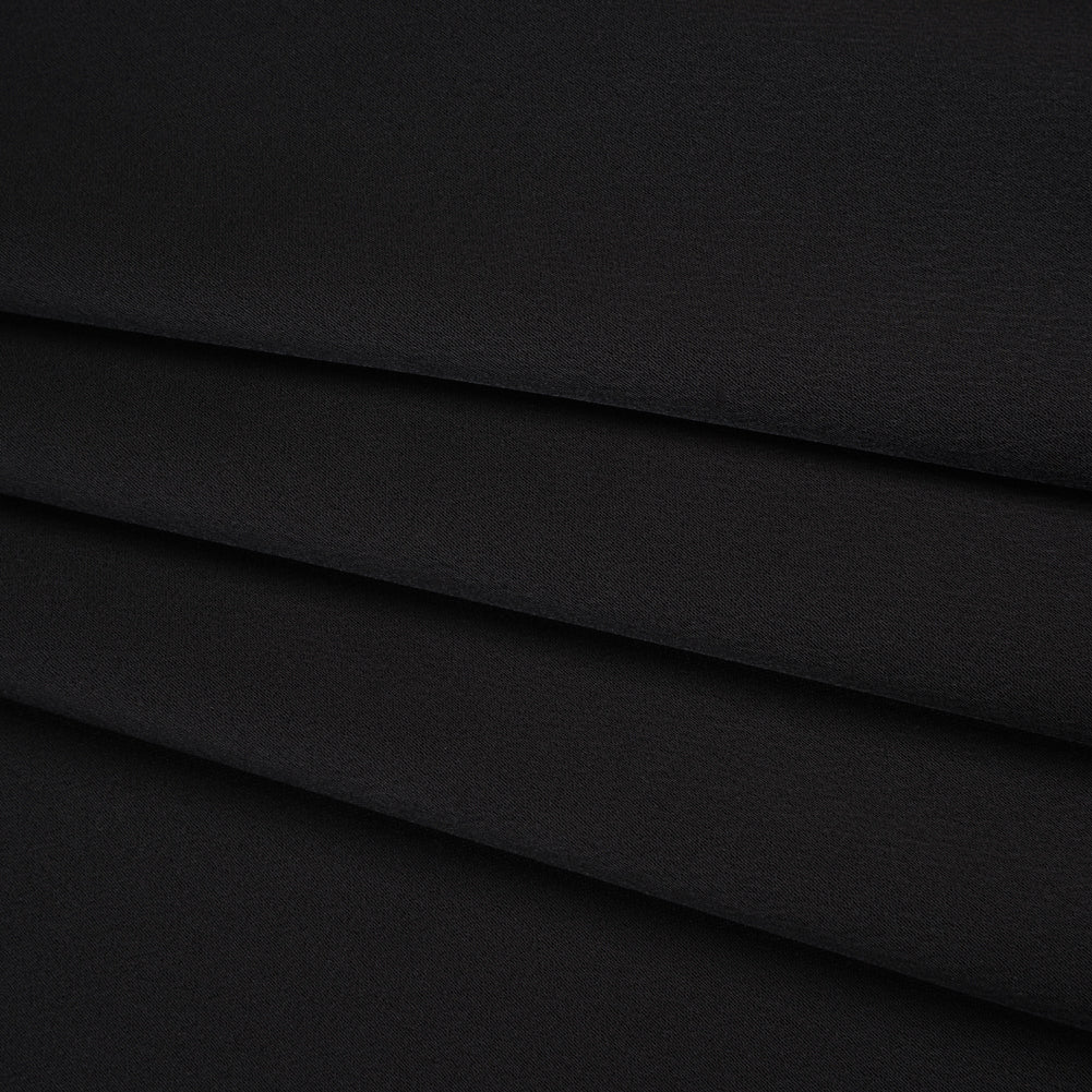 Crepe Back Polyester Satin - Black - Designer Deadstock Crepe Back Polyester Satin - Black - Designer Deadstock