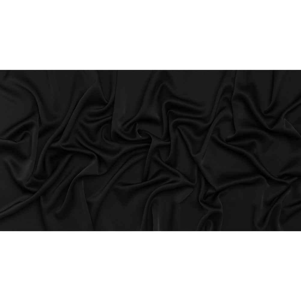 Crepe Back Polyester Satin - Black - Designer Deadstock Crepe Back Polyester Satin - Black - Designer Deadstock