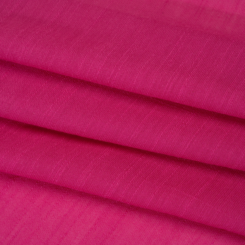 Textured Gauzy Polyester and Rayon Woven - Bright Pink - Designer Deadstock Textured Gauzy Polyester and Rayon Woven - Bright Pink - Designer Deadstock