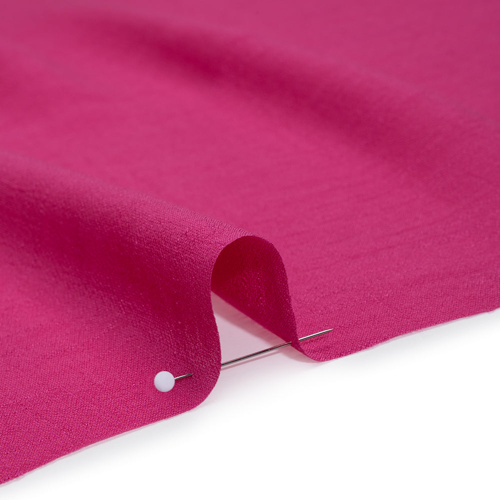 Textured Gauzy Polyester and Rayon Woven - Bright Pink - Designer Deadstock Textured Gauzy Polyester and Rayon Woven - Bright Pink - Designer Deadstock