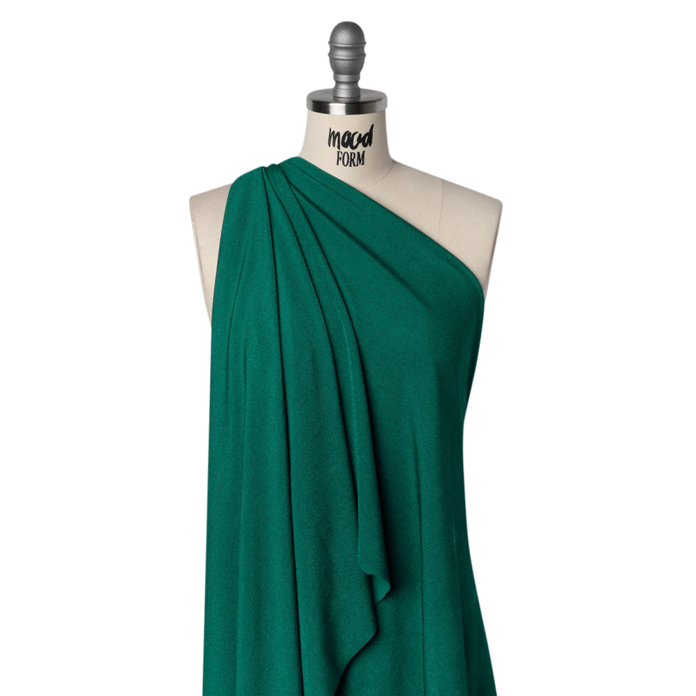 Polyester French Terry Rib Knit - Teal Green - Designer Deadstock Polyester French Terry Rib Knit - Teal Green - Designer Deadstock
