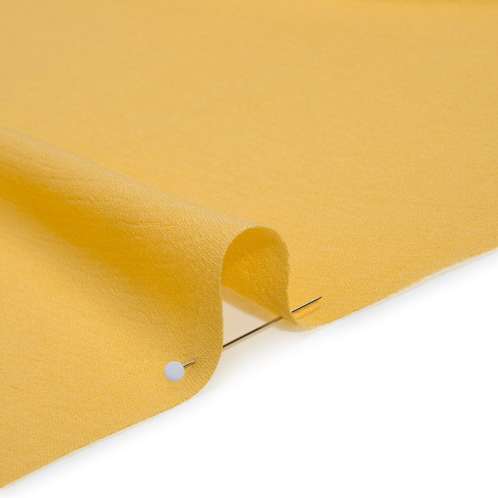 Crinkled Gauzy Rayon and Polyester Crepe - Yellow - Designer Deadstock Crinkled Gauzy Rayon and Polyester Crepe - Yellow - Designer Deadstock