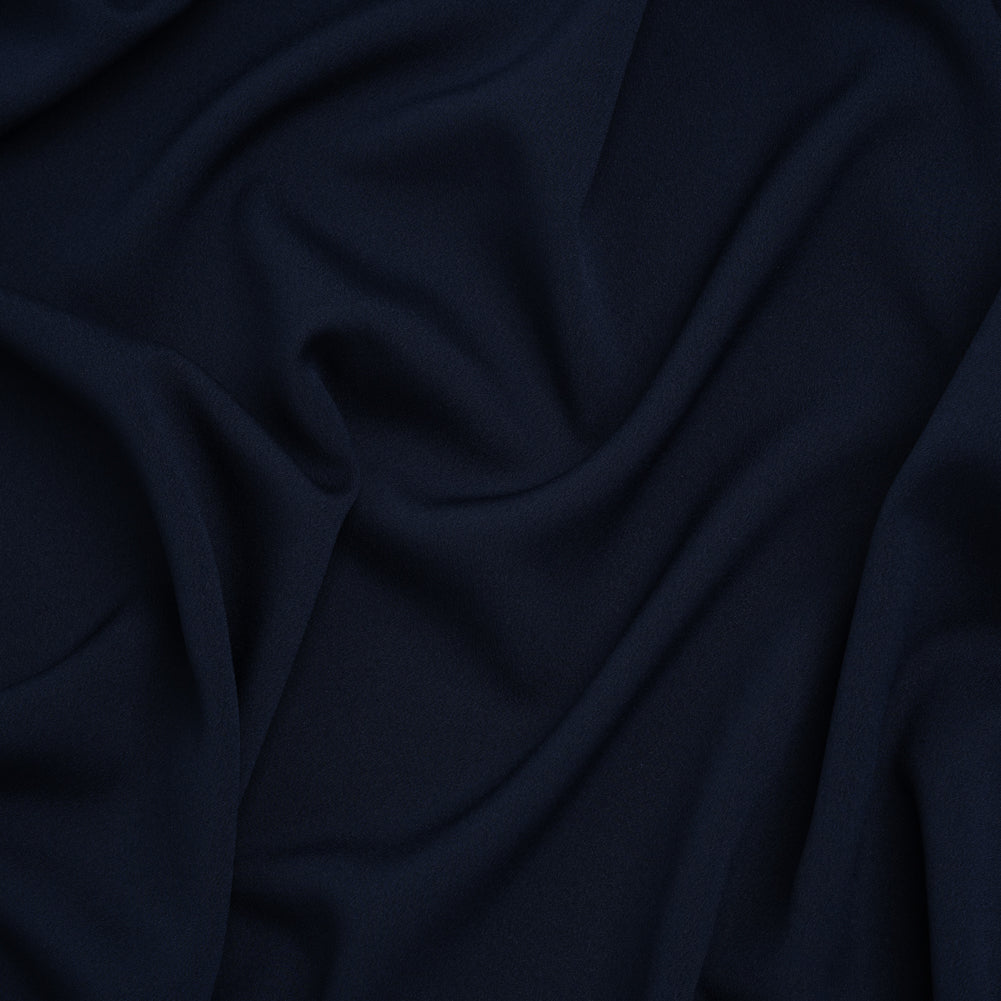 Polyester Crepe de Chine - Navy Blue - Designer Deadstock Polyester Crepe de Chine - Navy Blue - Designer Deadstock