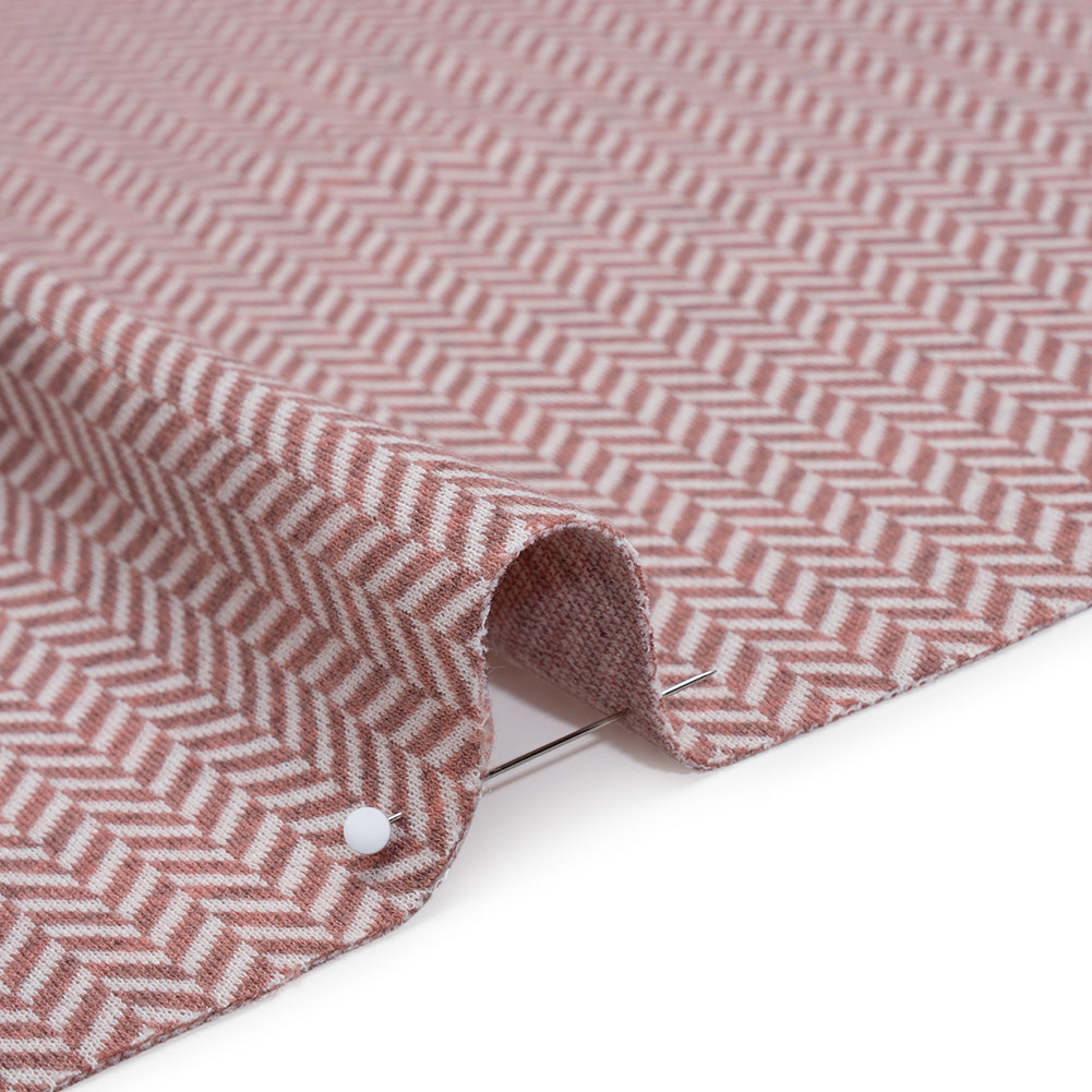 Stretch Polyester Double Knit - Mauve and Ivory Herringbone - Designer Deadstock Stretch Polyester Double Knit - Mauve and Ivory Herringbone - Designer Deadstock
