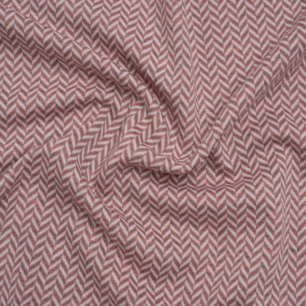 Stretch Polyester Double Knit - Mauve and Ivory Herringbone - Designer Deadstock Stretch Polyester Double Knit - Mauve and Ivory Herringbone - Designer Deadstock