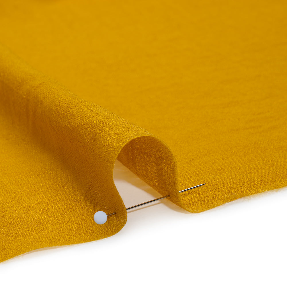 Textured Polyester and Rayon Gauzy Woven - Mustard - Designer Deadstock Textured Polyester and Rayon Gauzy Woven - Mustard - Designer Deadstock