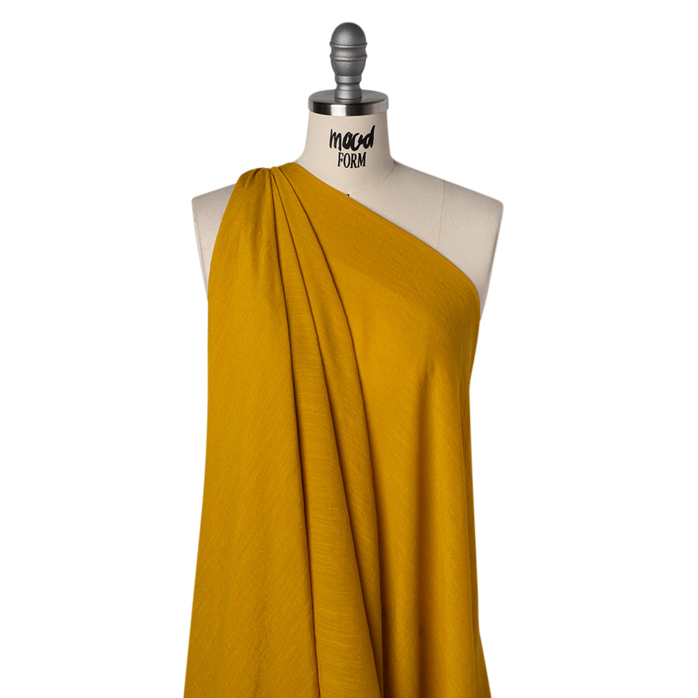 Textured Polyester and Rayon Gauzy Woven - Mustard - Designer Deadstock Textured Polyester and Rayon Gauzy Woven - Mustard - Designer Deadstock