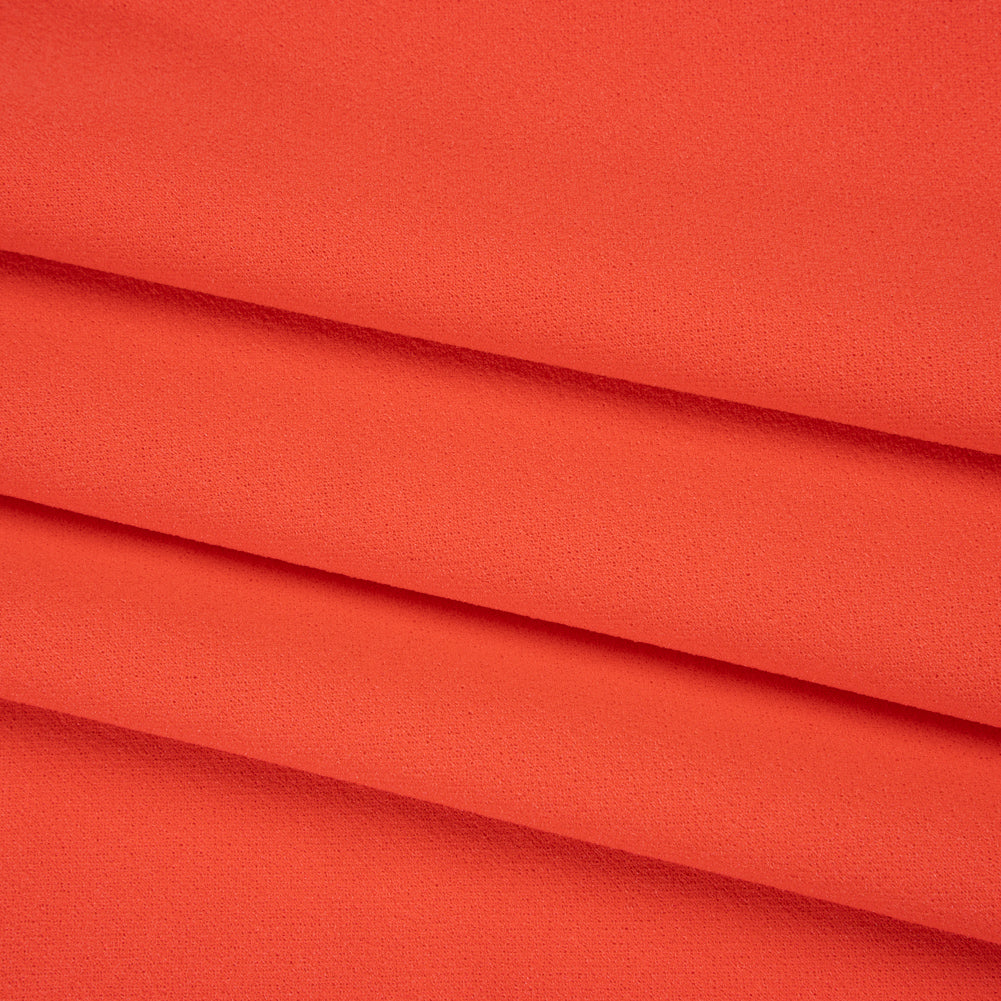 Stretch Polyester Crepe Double Knit - Neon Coral Orange - Designer Deadstock Stretch Polyester Crepe Double Knit - Neon Coral Orange - Designer Deadstock