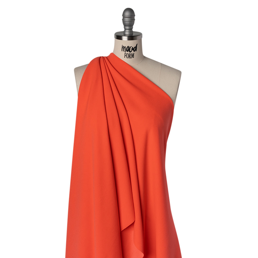 Stretch Polyester Crepe Double Knit - Neon Coral Orange - Designer Deadstock Stretch Polyester Crepe Double Knit - Neon Coral Orange - Designer Deadstock