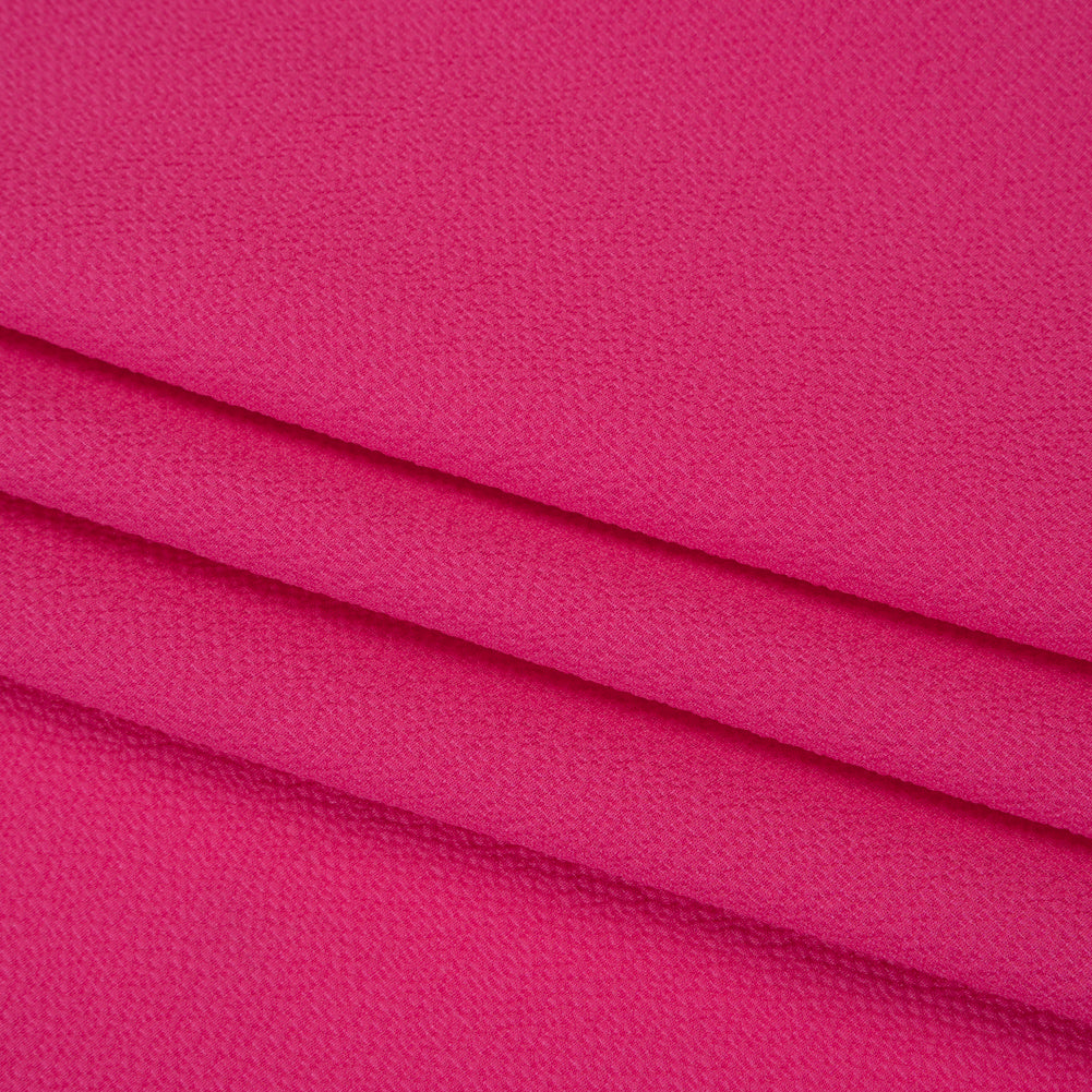 Puckered Stretch Polyester Crepe - Hot Pink - Designer Deadstock Puckered Stretch Polyester Crepe - Hot Pink - Designer Deadstock