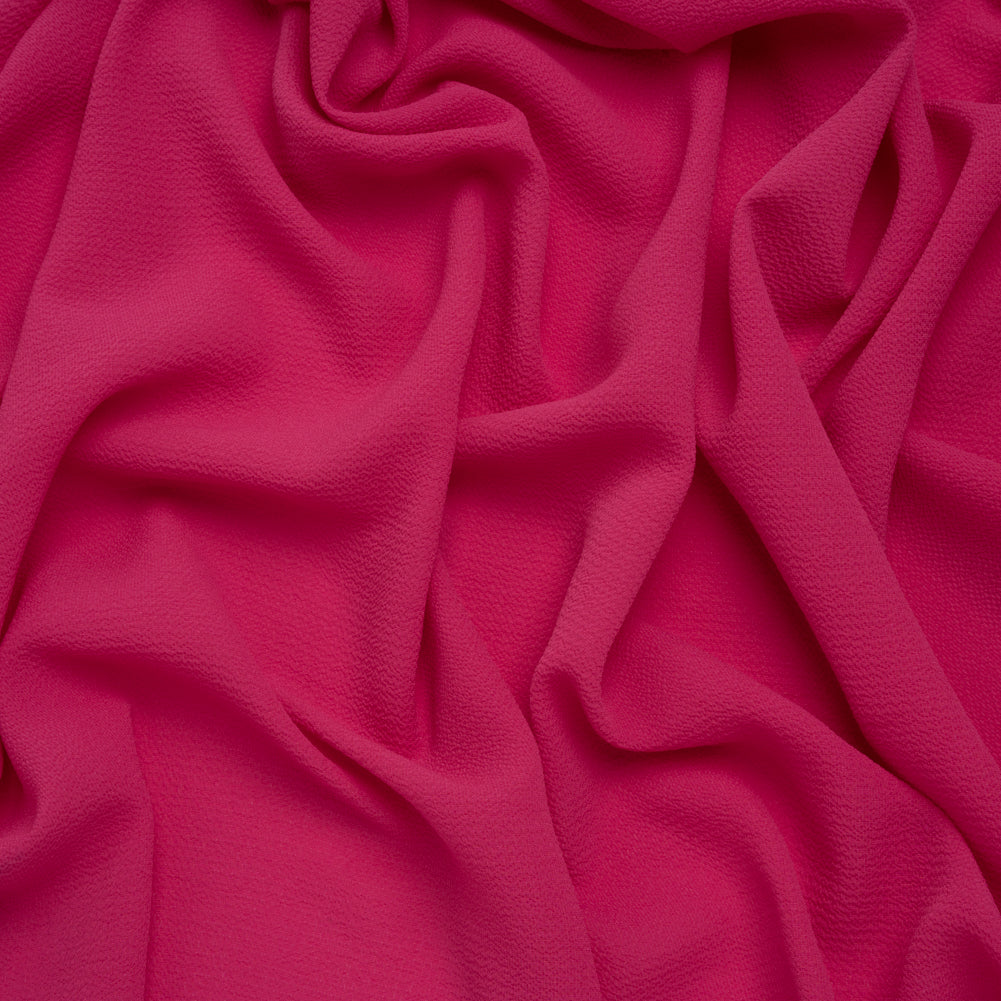 Puckered Stretch Polyester Crepe - Hot Pink - Designer Deadstock Puckered Stretch Polyester Crepe - Hot Pink - Designer Deadstock