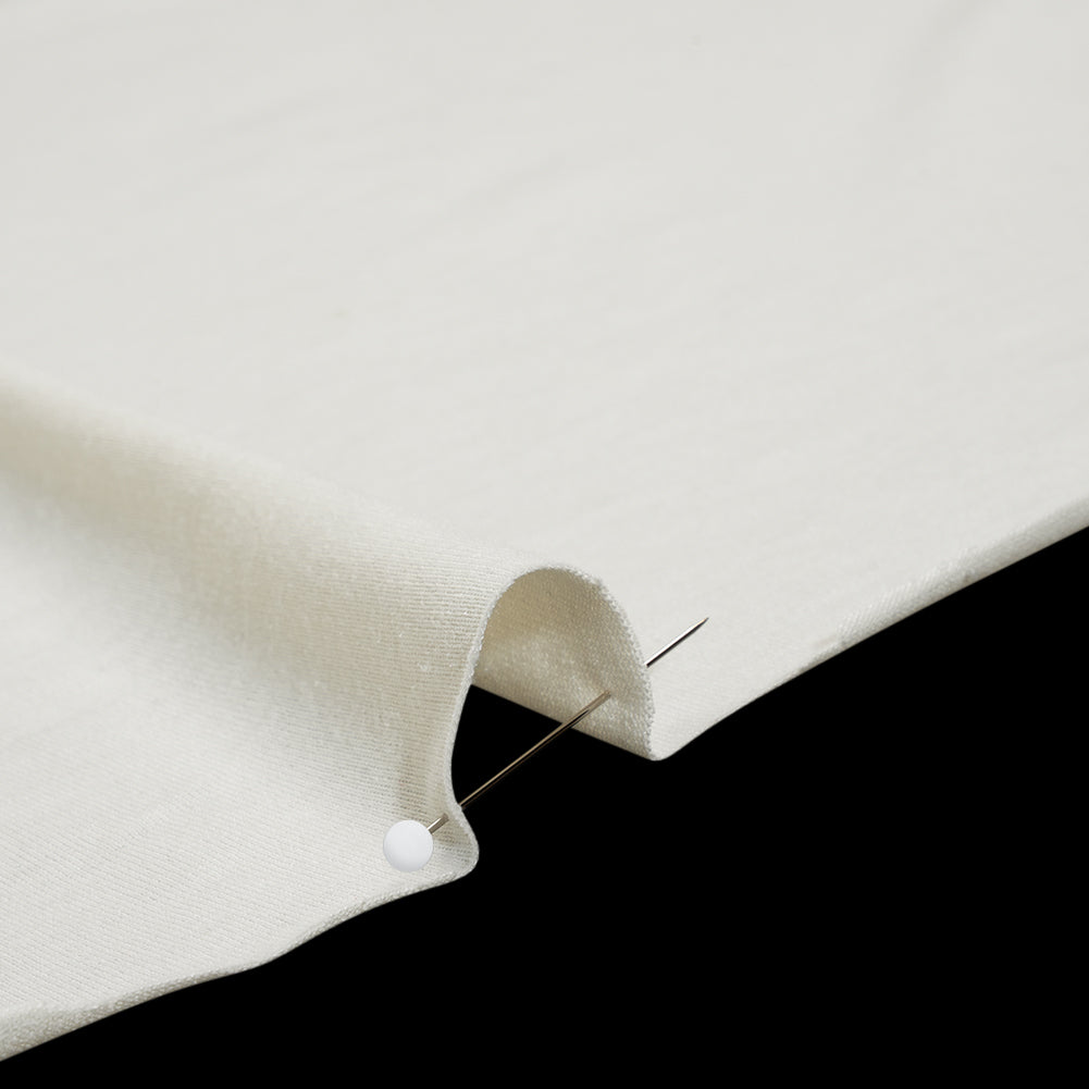 Stretch Polyester Jersey - Ivory - Designer Deadstock Stretch Polyester Jersey - Ivory - Designer Deadstock