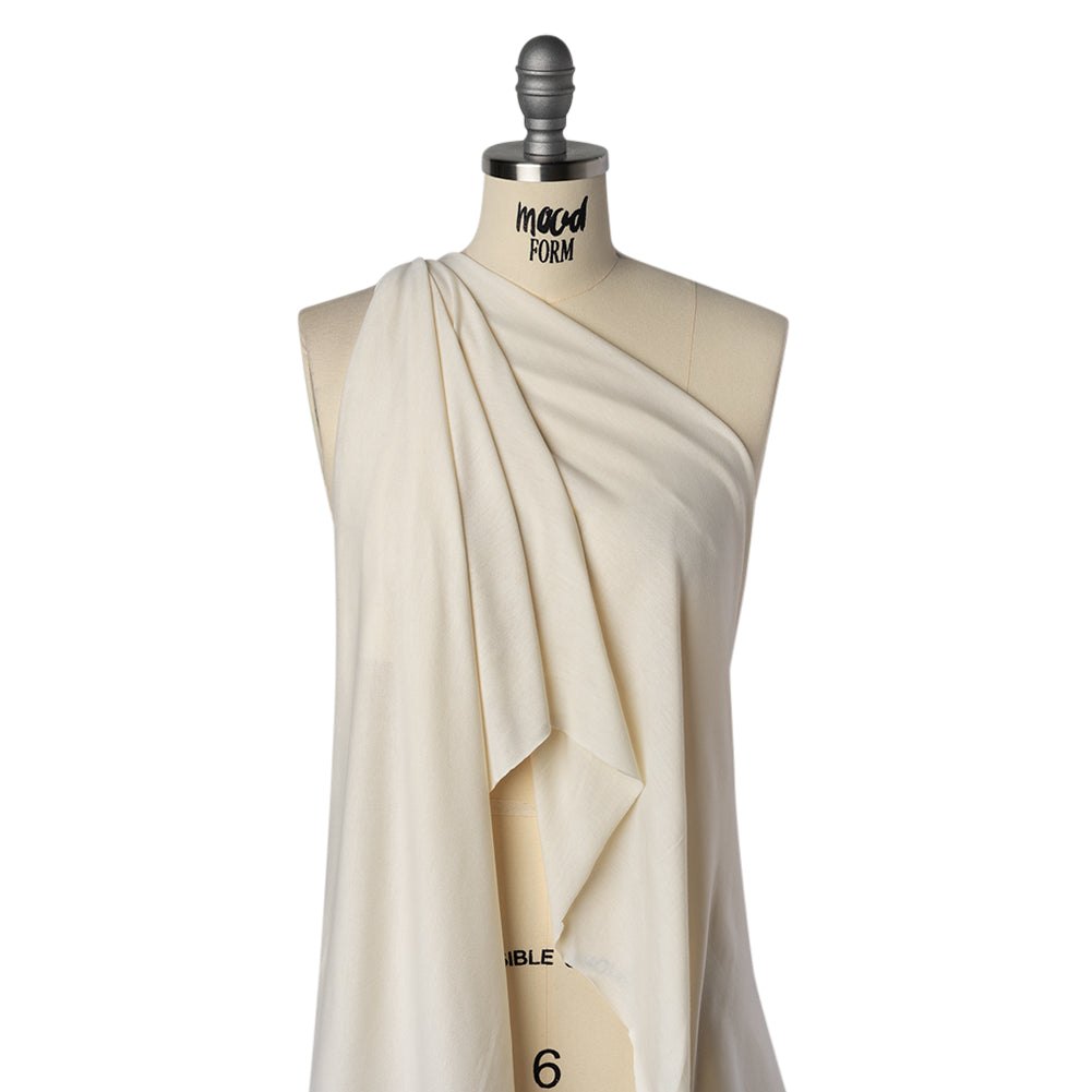 Stretch Polyester Jersey - Ivory - Designer Deadstock Stretch Polyester Jersey - Ivory - Designer Deadstock