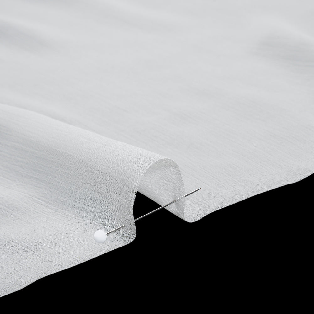 Crinkled Polyester Chiffon - White - Designer Deadstock Crinkled Polyester Chiffon - White - Designer Deadstock
