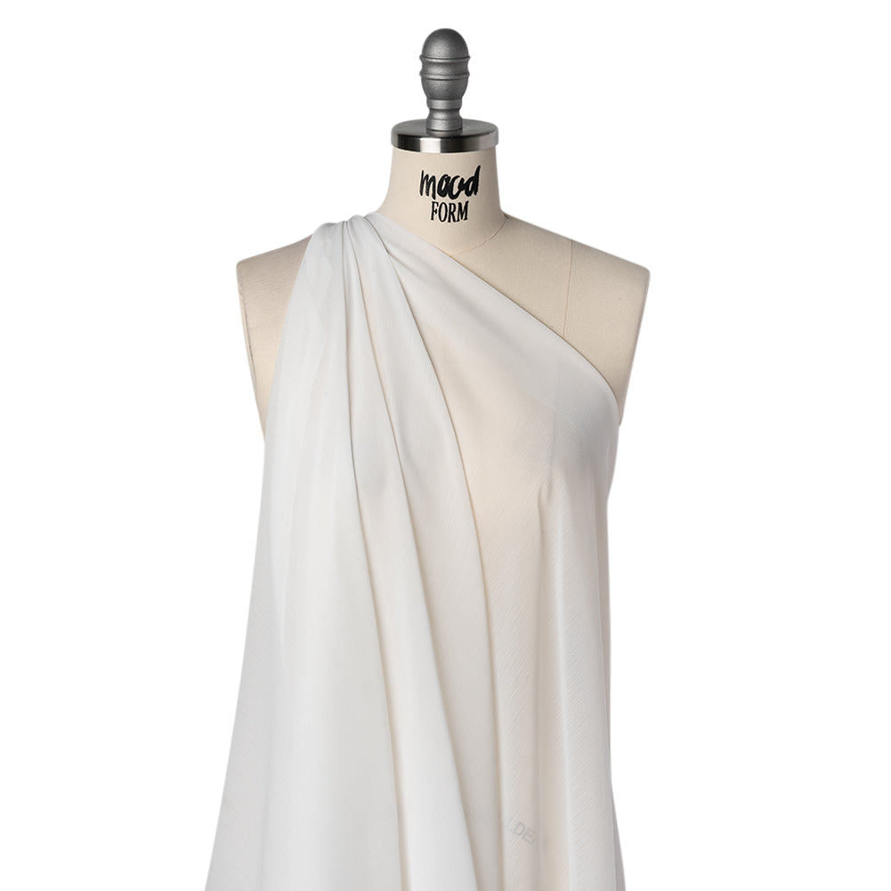 Crinkled Polyester Chiffon - White - Designer Deadstock Crinkled Polyester Chiffon - White - Designer Deadstock