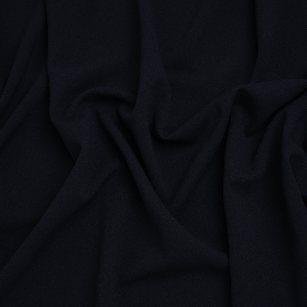 Stretch Polyester Crepe Double Knit - Midnight Navy Blue - Designer Deadstock Stretch Polyester Crepe Double Knit - Midnight Navy Blue - Designer Deadstock