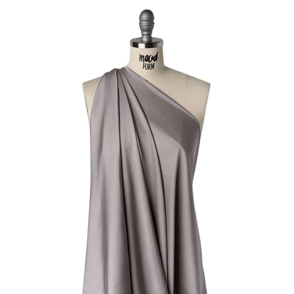 Stretch Polyester Charmeuse - Cloud Gray - Designer Deadstock Stretch Polyester Charmeuse - Cloud Gray - Designer Deadstock