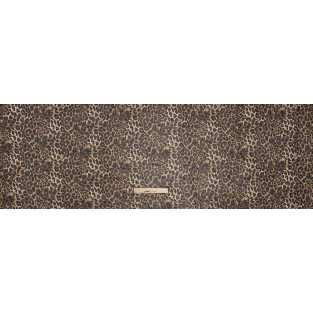 Polyester Chiffon Print - Brown and Black Leopard Spots - Designer Deadstock Polyester Chiffon Print - Brown and Black Leopard Spots - Designer Deadstock