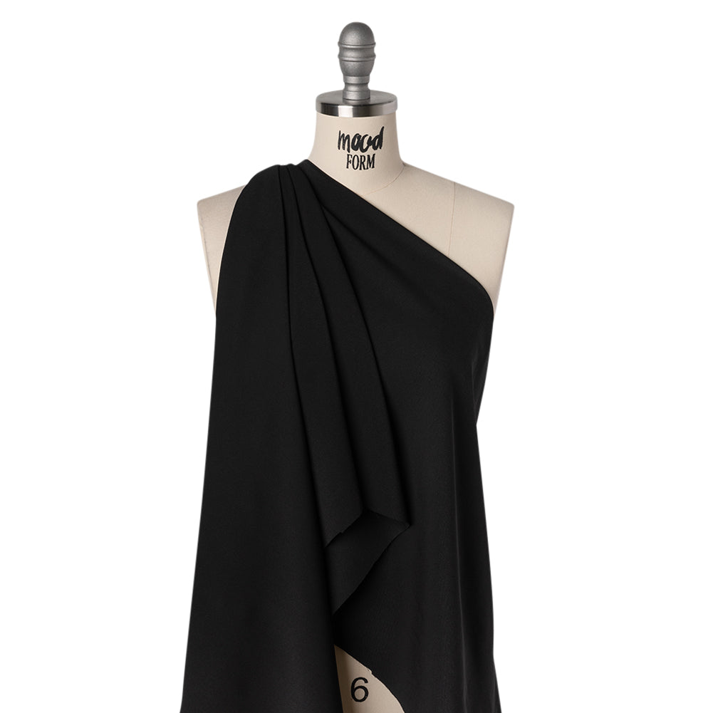 Fluid Polyester Twill - Black - Designer Deadstock Fluid Polyester Twill - Black - Designer Deadstock