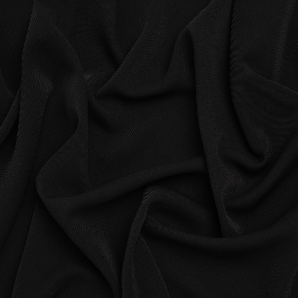 Fluid Polyester Twill - Black - Designer Deadstock Fluid Polyester Twill - Black - Designer Deadstock
