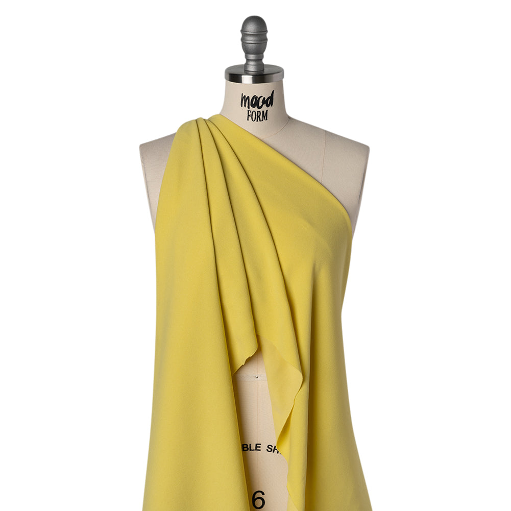 Stretch Polyester Crepe Double Knit - Lemon Yellow - Designer Deadstock Stretch Polyester Crepe Double Knit - Lemon Yellow - Designer Deadstock