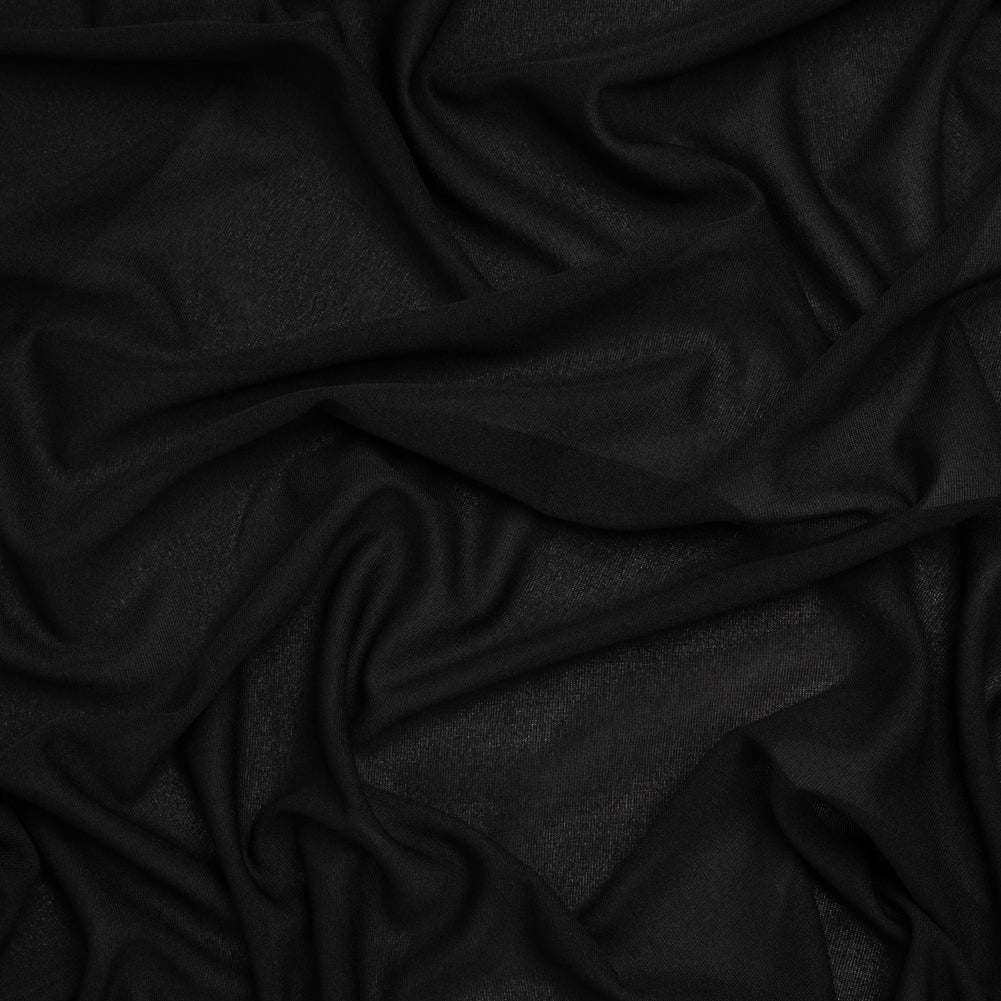 Lightweight Stretch Polyester Jersey - Black - Designer Deadstock Lightweight Stretch Polyester Jersey - Black - Designer Deadstock