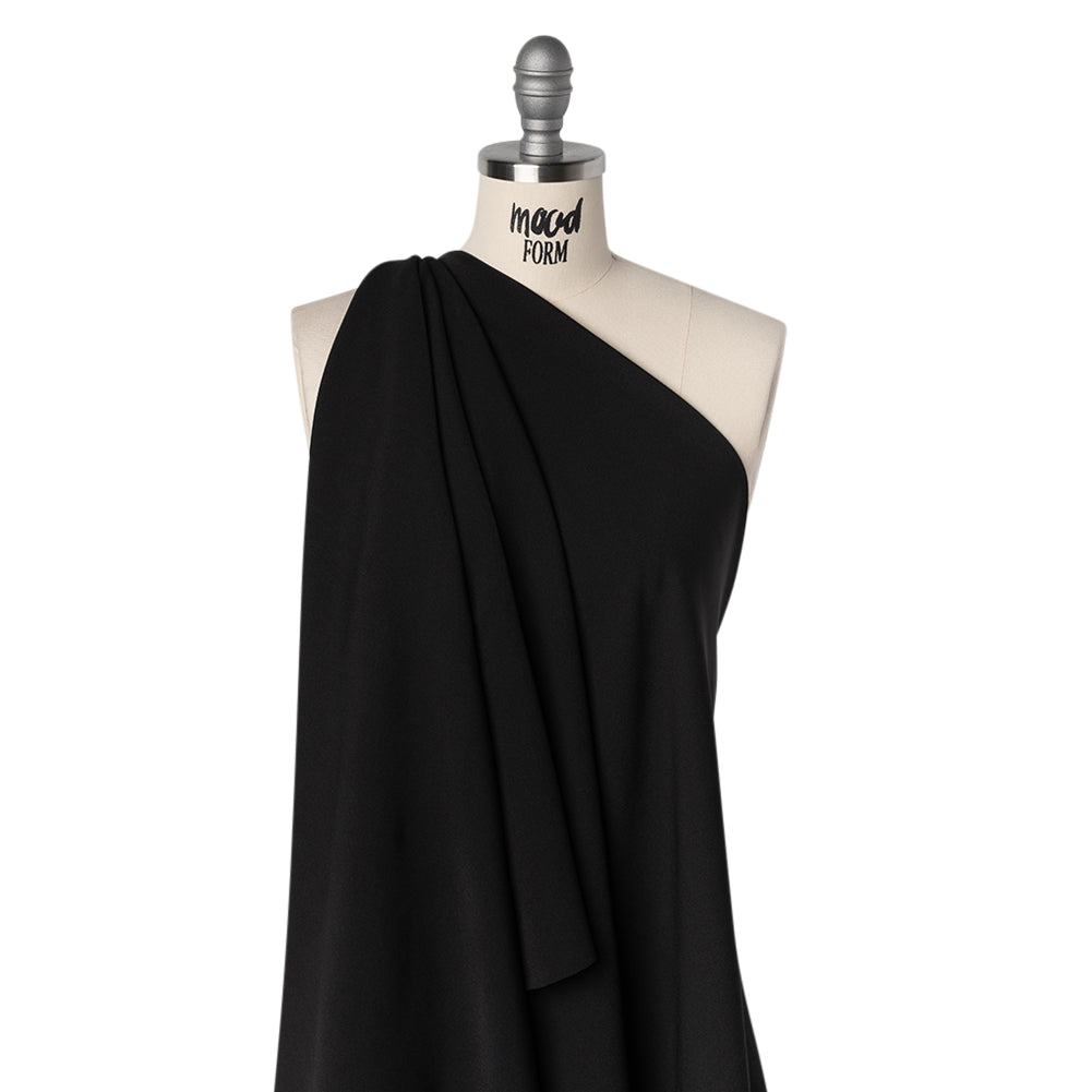 Smooth Stretch Polyester Crepe - Black - Designer Deadstock Smooth Stretch Polyester Crepe - Black - Designer Deadstock